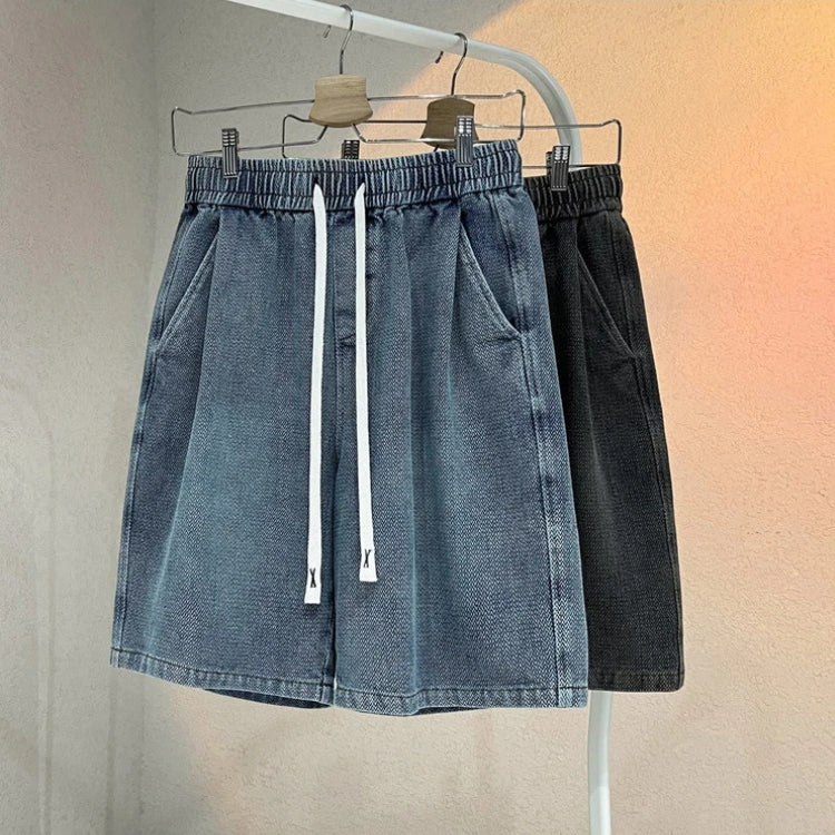 Washed Denim-Look Casual Shorts