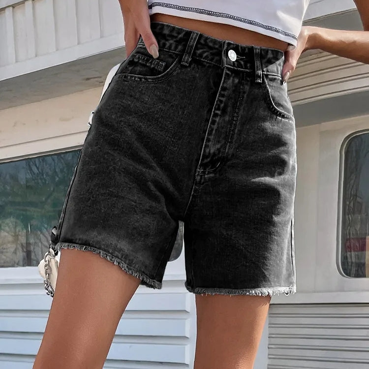 Vintage Wash Mid-Rise Denim Shorts