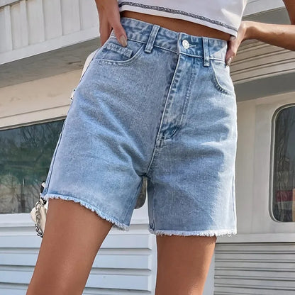 Vintage Wash Mid-Rise Denim Shorts