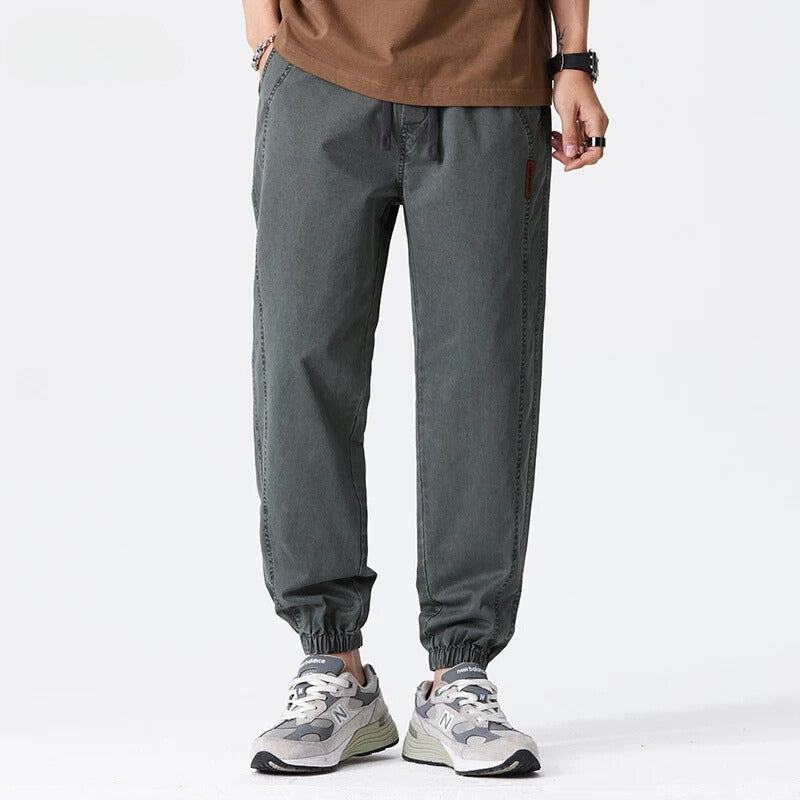 Washed Denim-Look Casual Joggers