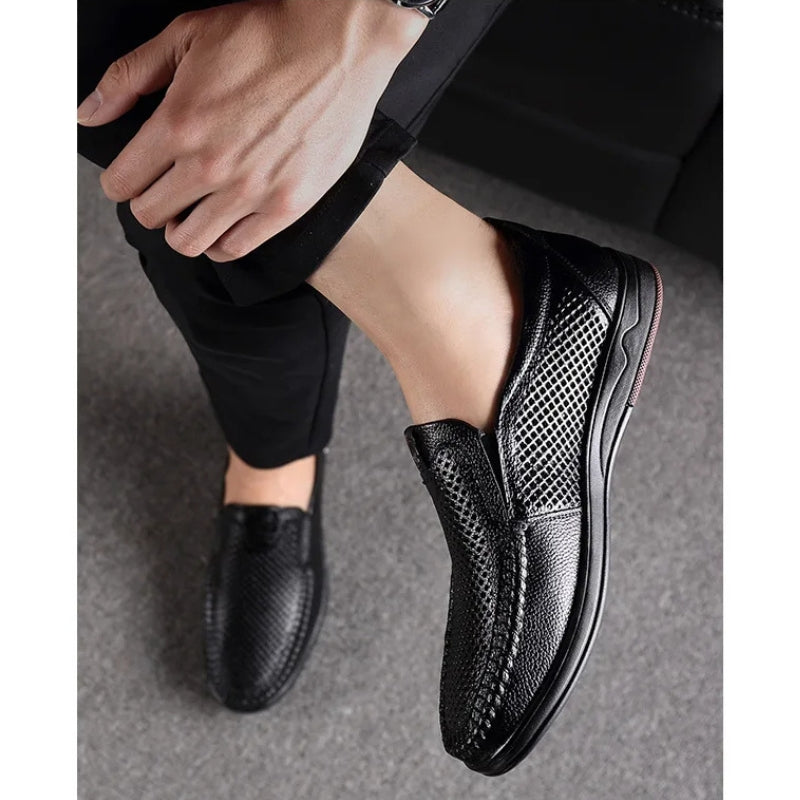 Perforated Leather Slip-On Loafer