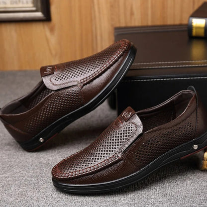 Perforated Leather Slip-On Loafer