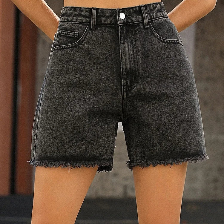 Vintage Wash Mid-Rise Denim Shorts