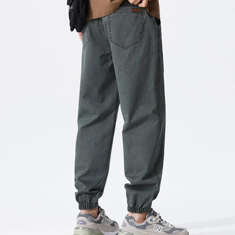 Washed Denim-Look Casual Joggers