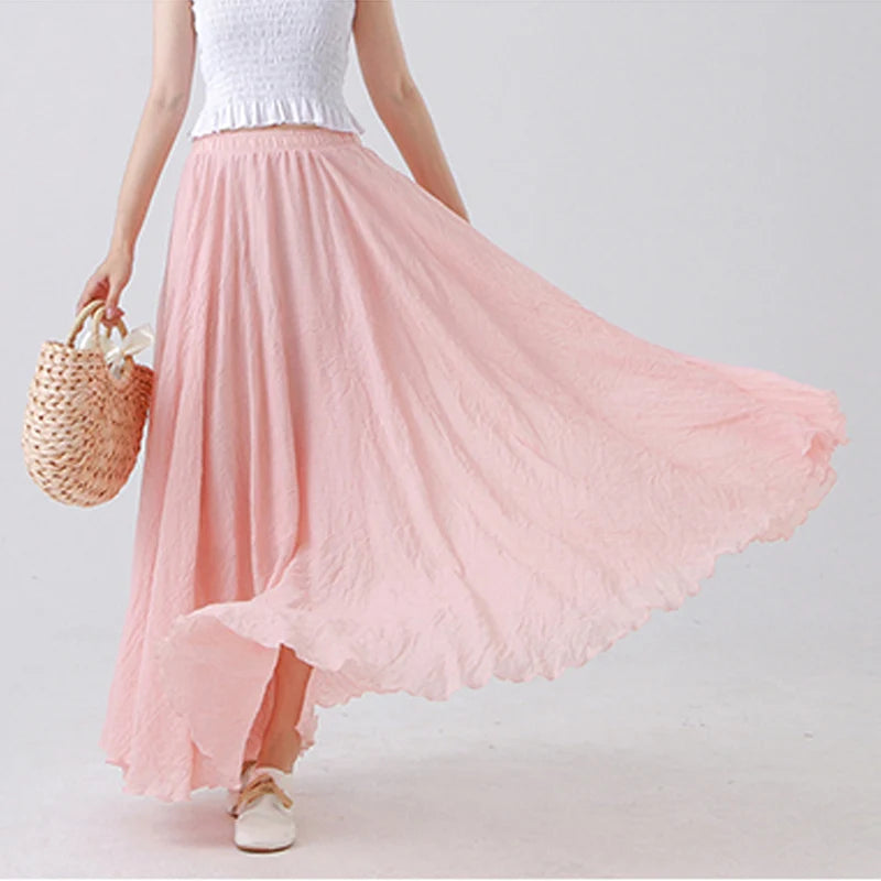 Boho Linen Maxi Skirt