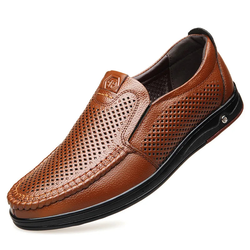 Perforated Leather Slip-On Loafer