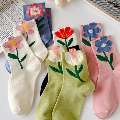 Spring Blossom - Cotton Socks (Set Of 5 Pairs)