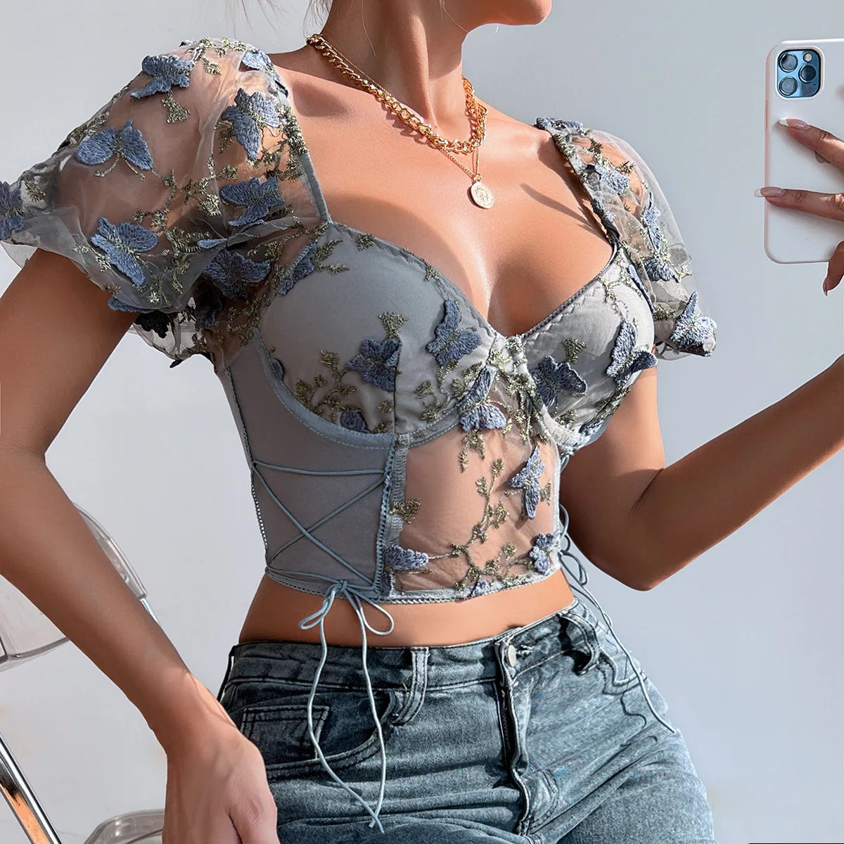 Luna Mesh Butterfly Top