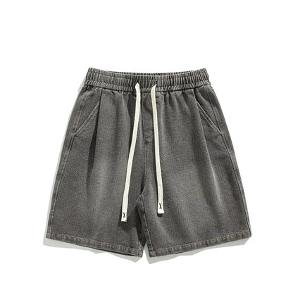 Washed Denim-Look Casual Shorts