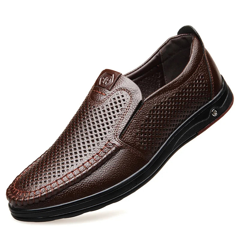 Perforated Leather Slip-On Loafer