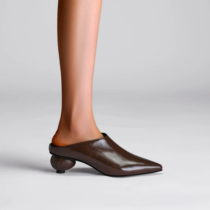 Waxed Leather Slip-On Egg Heels