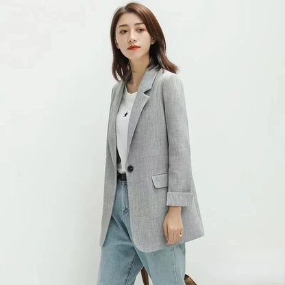 Vivienne Single-Button Cotton Blazer