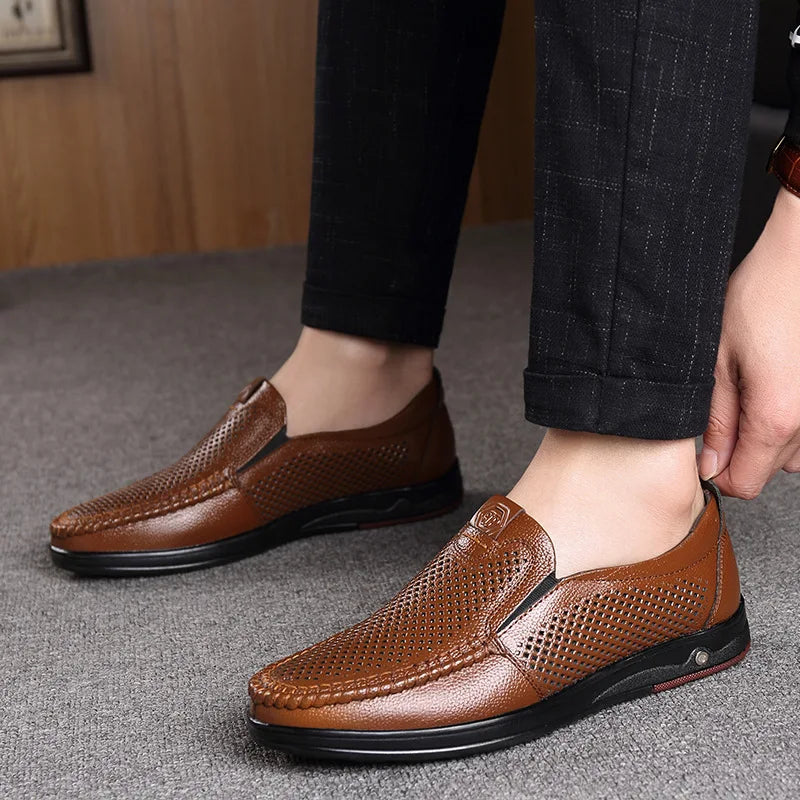 Perforated Leather Slip-On Loafer