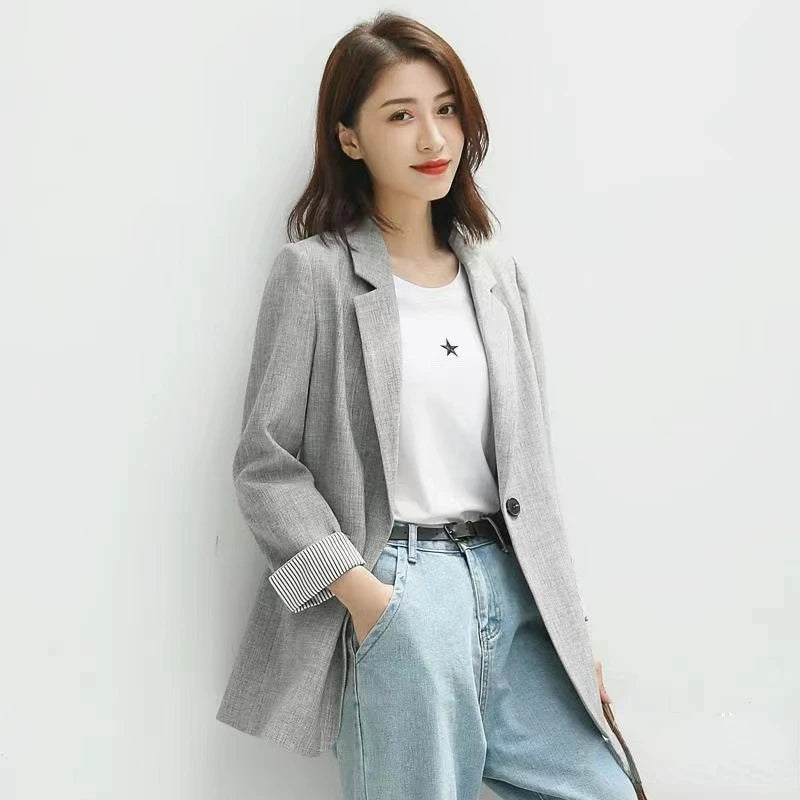 Vivienne Single-Button Cotton Blazer