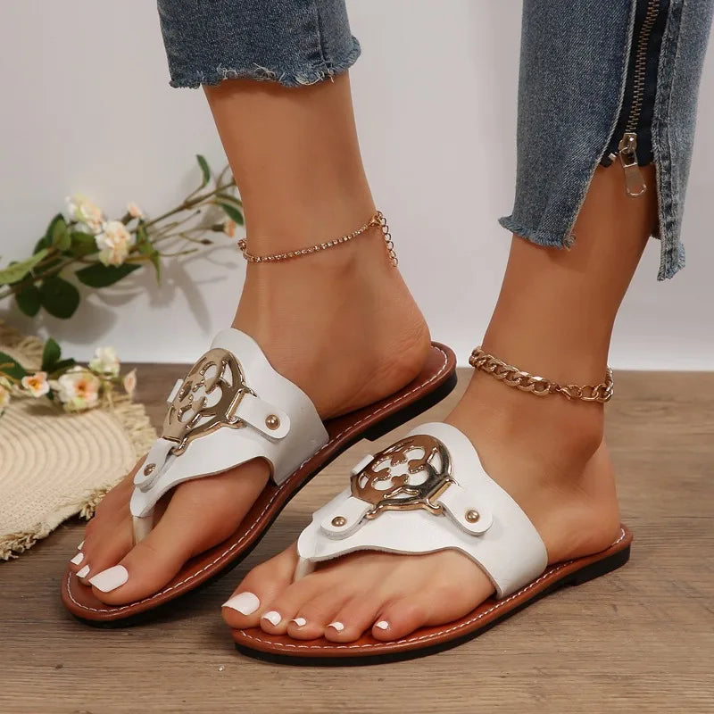 Metallic Medallion Slip-On Sandal