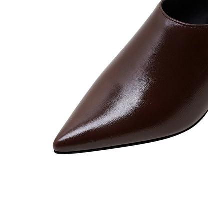 Waxed Leather Slip-On Egg Heels